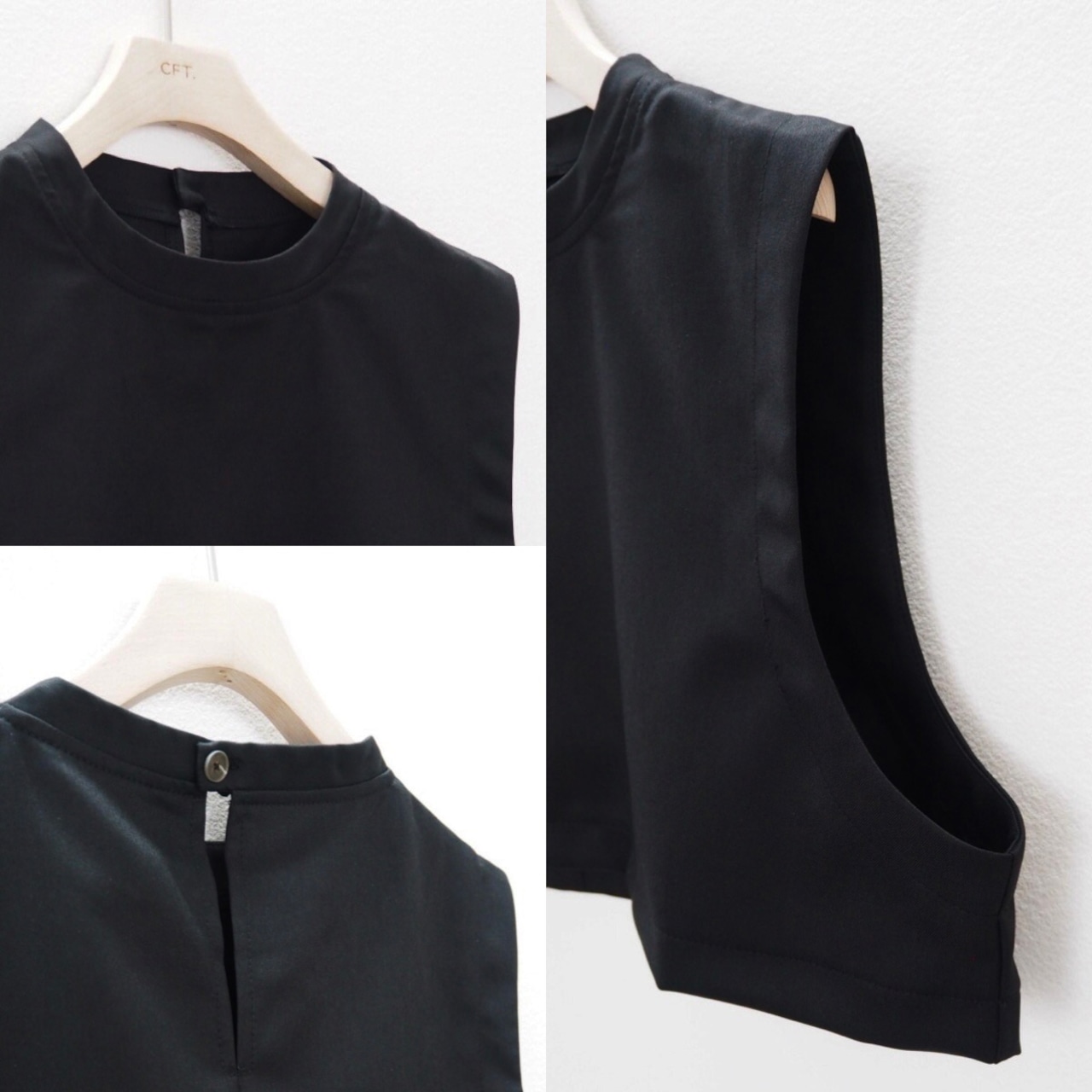 smooth cloth short vest/black