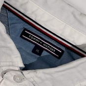 TOMMY HILFIGER トミーヒルフィガー ボーダー 鹿の子 半袖 ポロシャツ サイズ XL /ホワイト×ブルーグレー系 メンズ