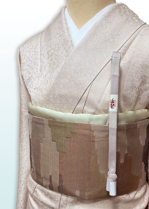 (袷)灰梅地鳥獣戯画地紋様色無地(紋なし LUKHA−051(リユース品)