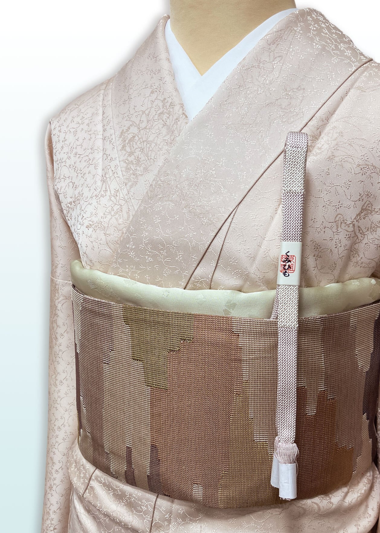 (袷)灰梅地鳥獣戯画地紋様色無地(紋なし LUKHA−051(リユース品)