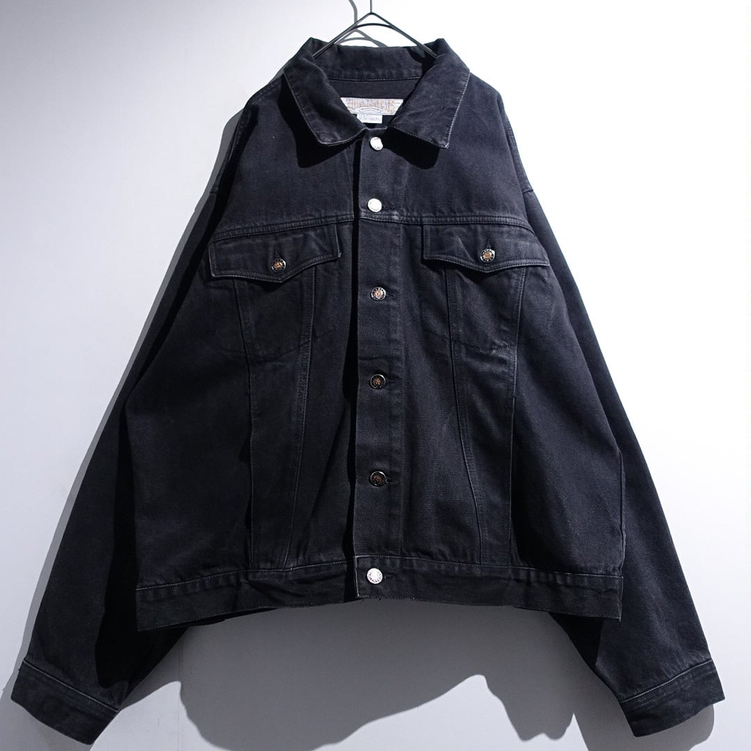 90s Black Denim Trucker Jacket
