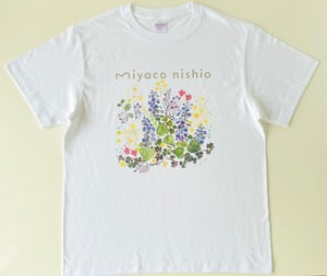 水彩画を着るTシャツ　「ハルジオンの頃」white