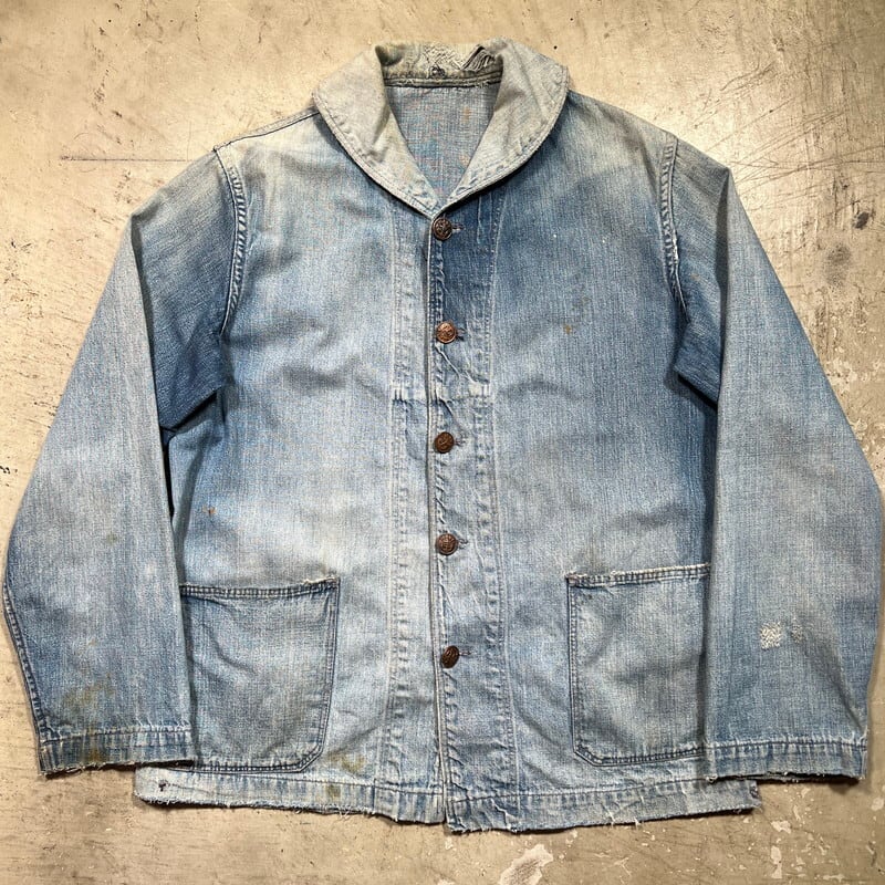 daisukevintage【雰囲気抜群!!】 40s U.S.NAVY ショールカラーデニムカバーオール