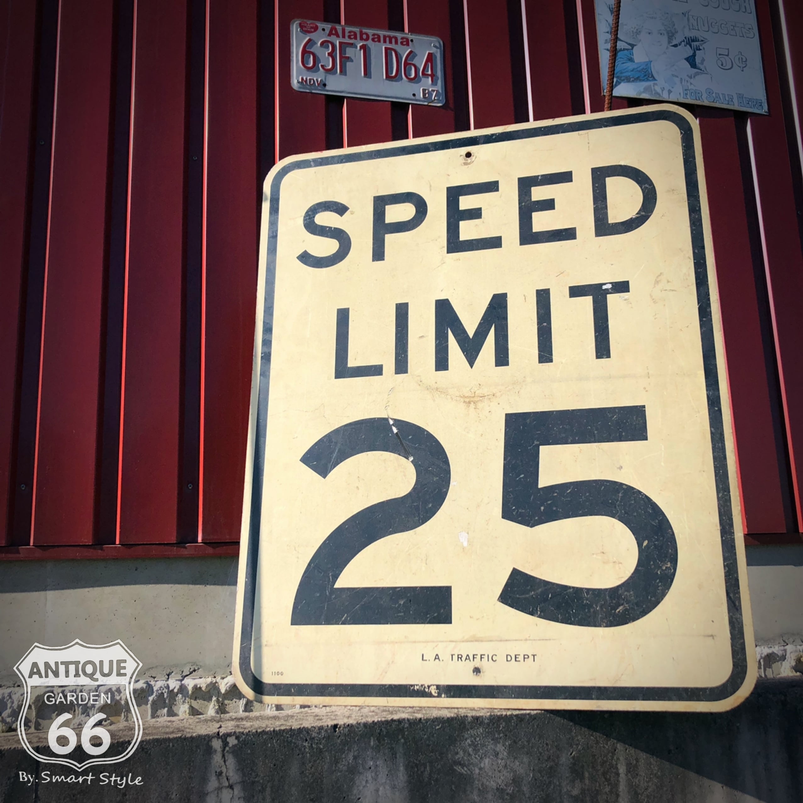 ビンテージ 大判ロードサイン 「SPEED LIMIT 25」 スピードリミット 速度制限 看板 道路標識 【H-016-025】 Antique  Style～【アンスタ】アメリカ買付けのヴィンテージ・アンティークのおみせ。