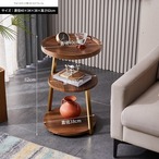 サイドテーブル 丸 おしゃれ ベッドサイドテーブル 木製 棚付き 北欧 コーヒーテーブル ナイトテーブル 40cm 円形 ラウンドテーブル