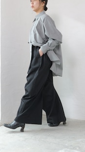 i’m here - “He is twitted” Pants :Black|ツイスト立体パターン/軽量ポリエステル/レザーパッチ