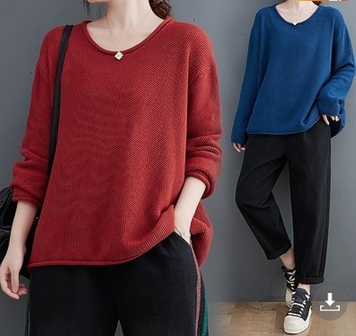 【秋冬新作】ファッショントップス♪アカ/ブルー2色展開◆#scootf-290887