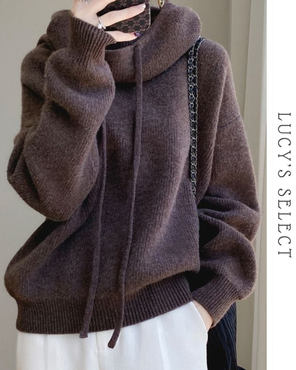 Loose High-Neck Knit Parka A1678 | Lucy's Select