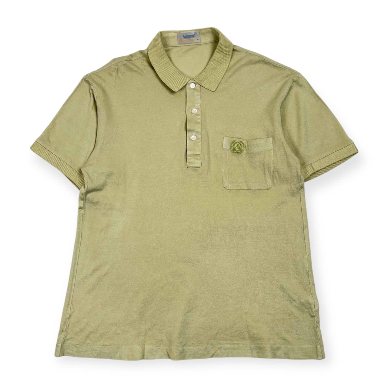 90s Aquasport Aquascutum アクアスキュータム 鹿の子 半袖 ポロシャツ M/黄緑系 メンズ ビンテージ
