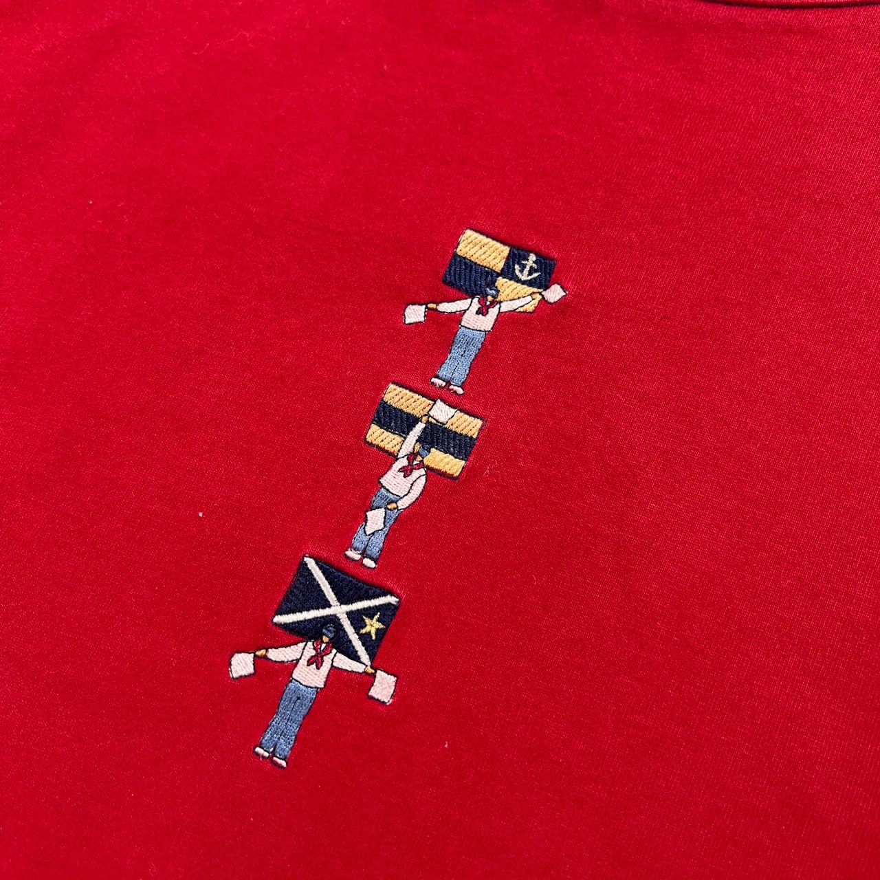 SINA COVA シナコバ フラッグ刺繍 長袖Tシャツ カットソー サイズ LL /レッド/メンズ/日本製/船長ワッペン/マリン