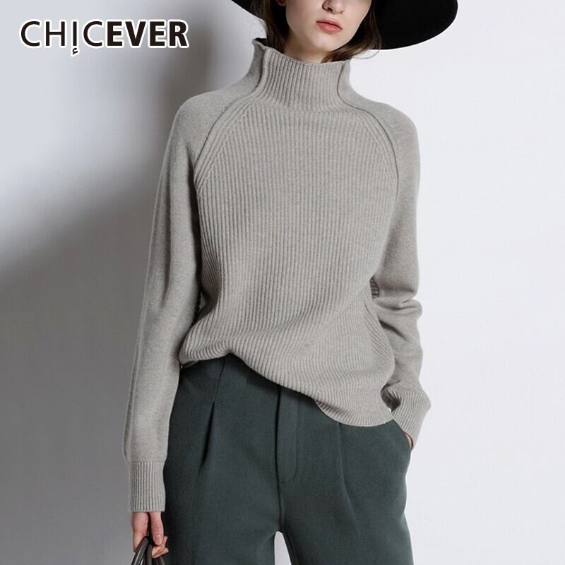 CHICEVER秋冬ニットセーター女性ハーフタートルネック長袖スリム厚手ウォームプルオーバーセータータイド ロング オータム 秋物 ウィンター 冬物 6base535404498396