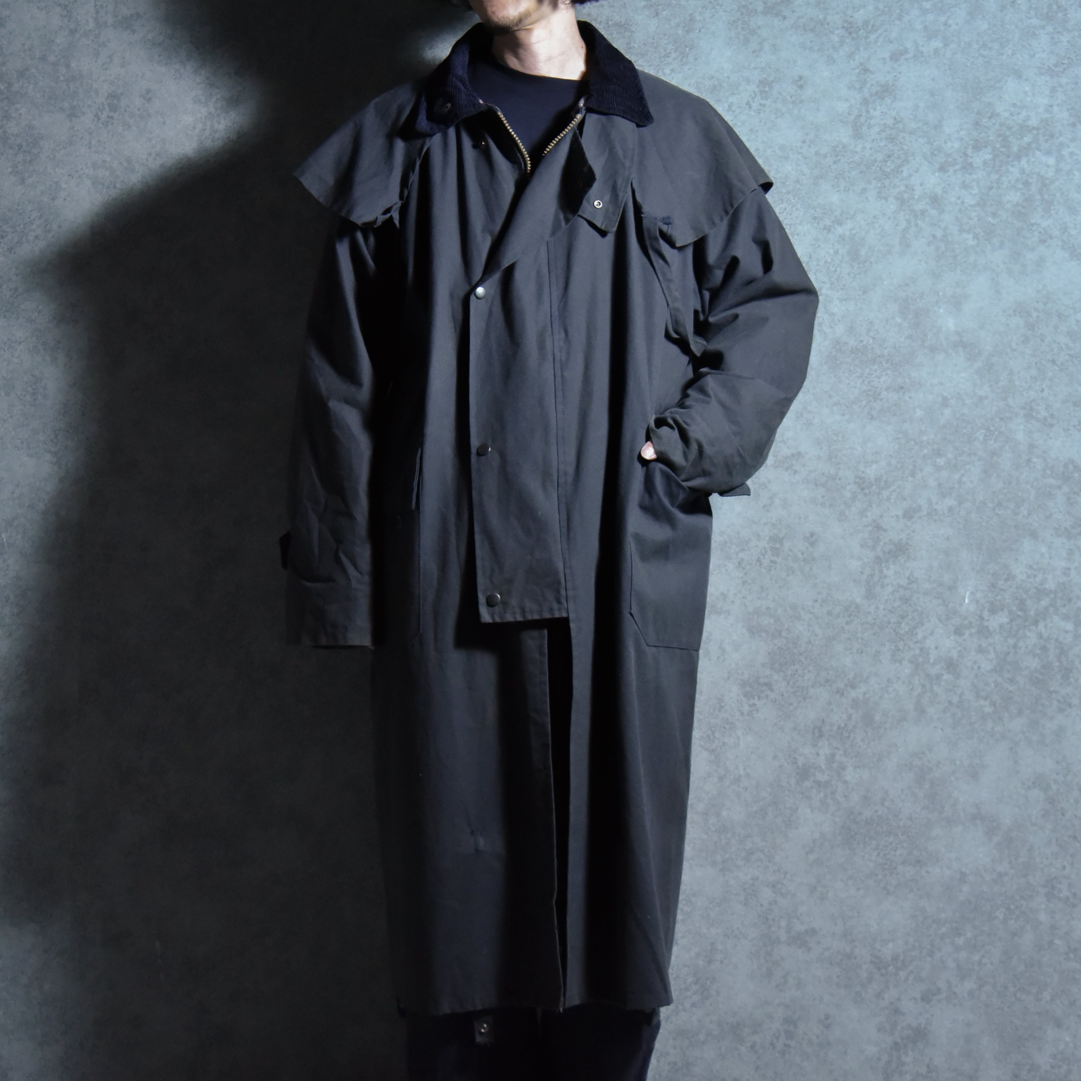 80-90s Riding Coat Stockman Coat Wax Jacket Oiled Cloth Made in