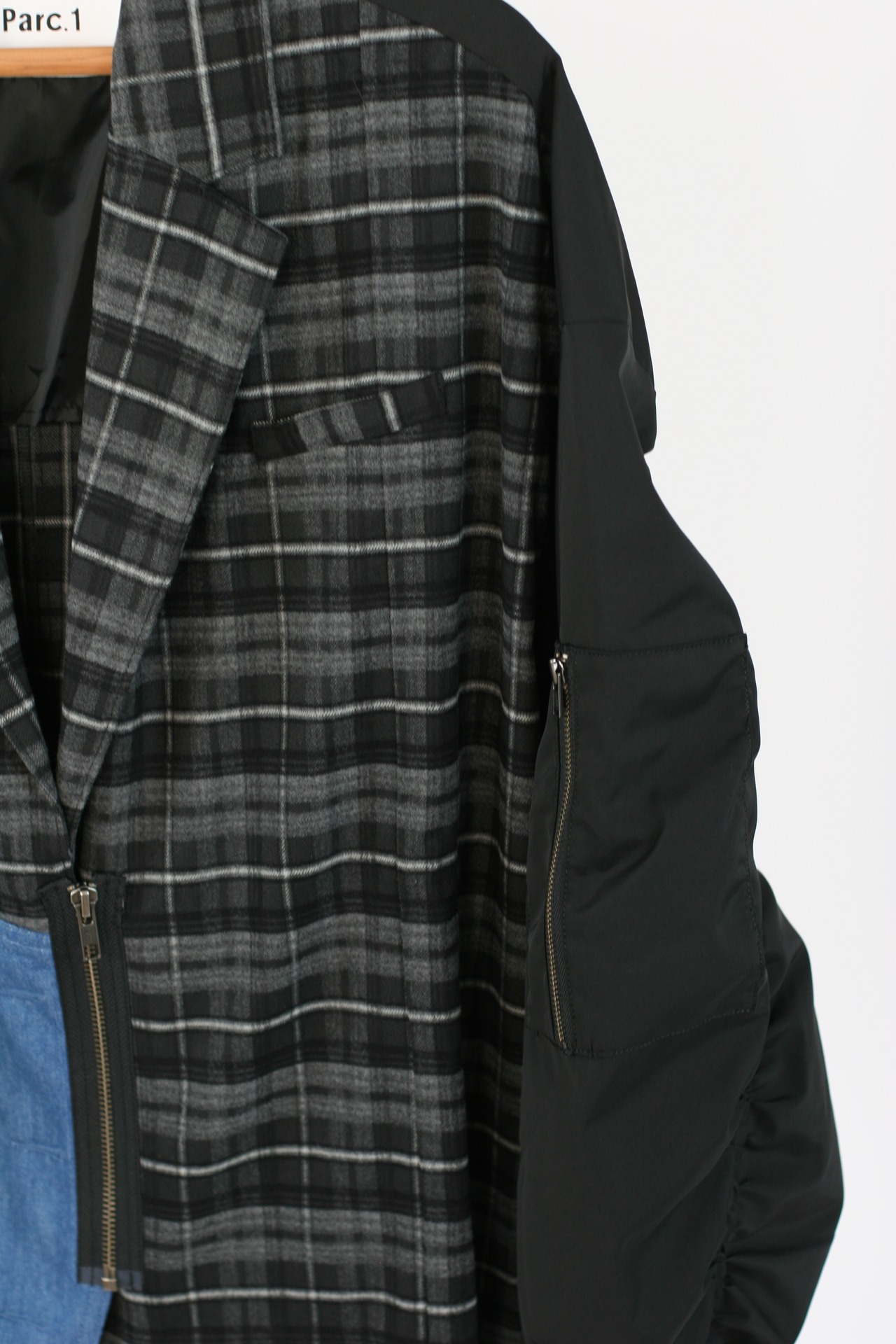 【Parc.1】Denim×check pattern asymmetry JK（108-056407）