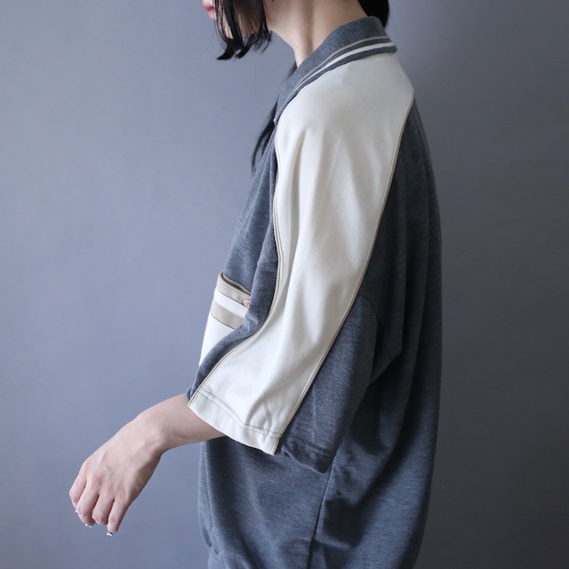 good coloring switching design over silhouette shirt pullover