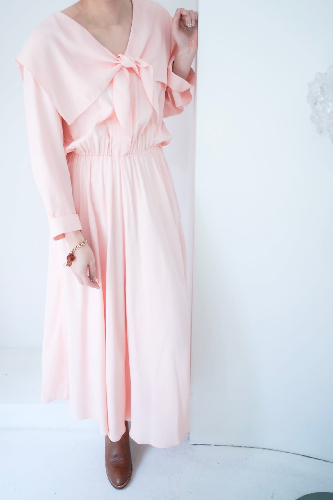 powder pink long dress