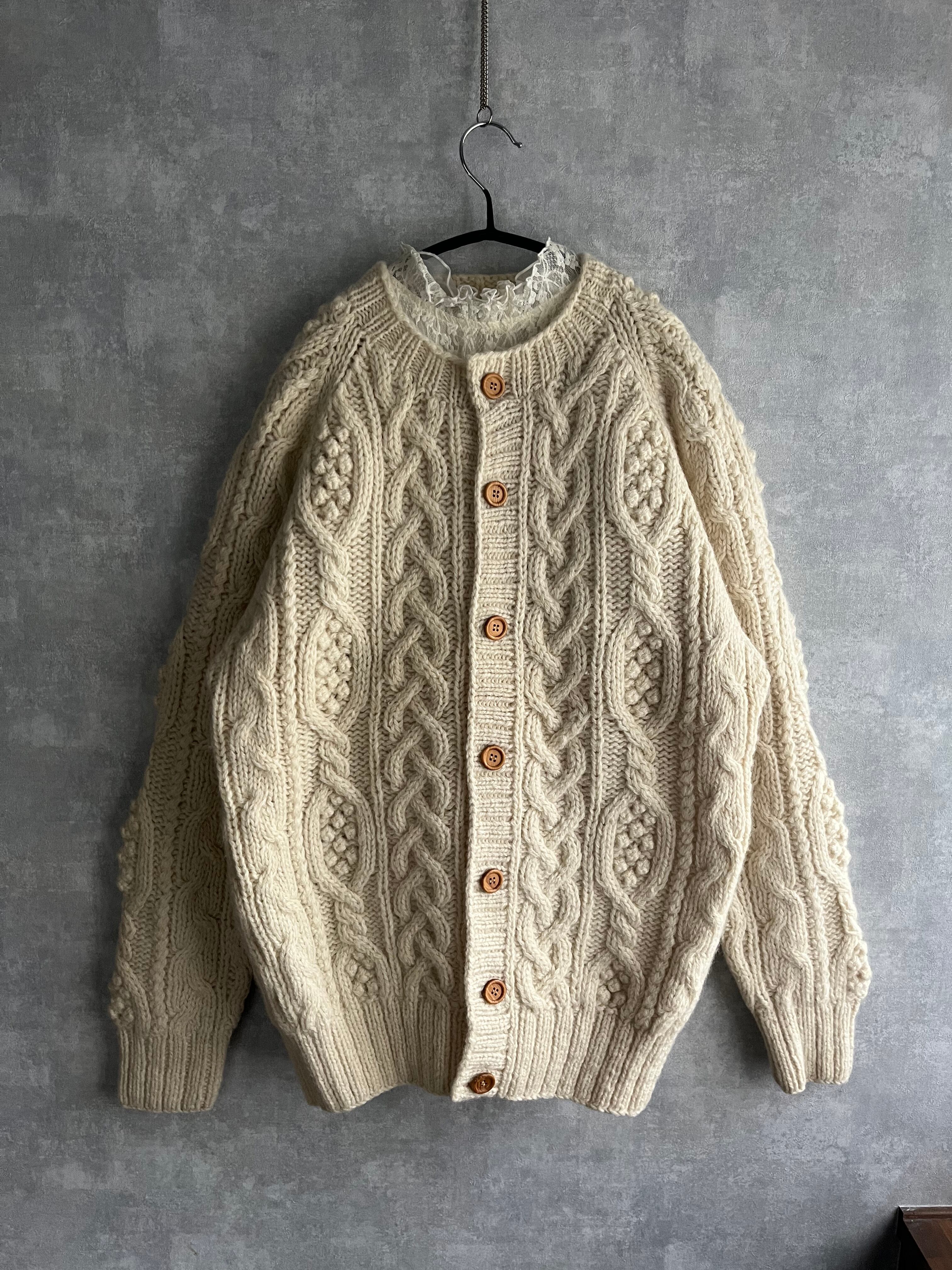 used vintage  肉厚ケーブルニットカーディガン 古着 ヴィンテージ レトロ ケーブルニットused ビンテージ 希少