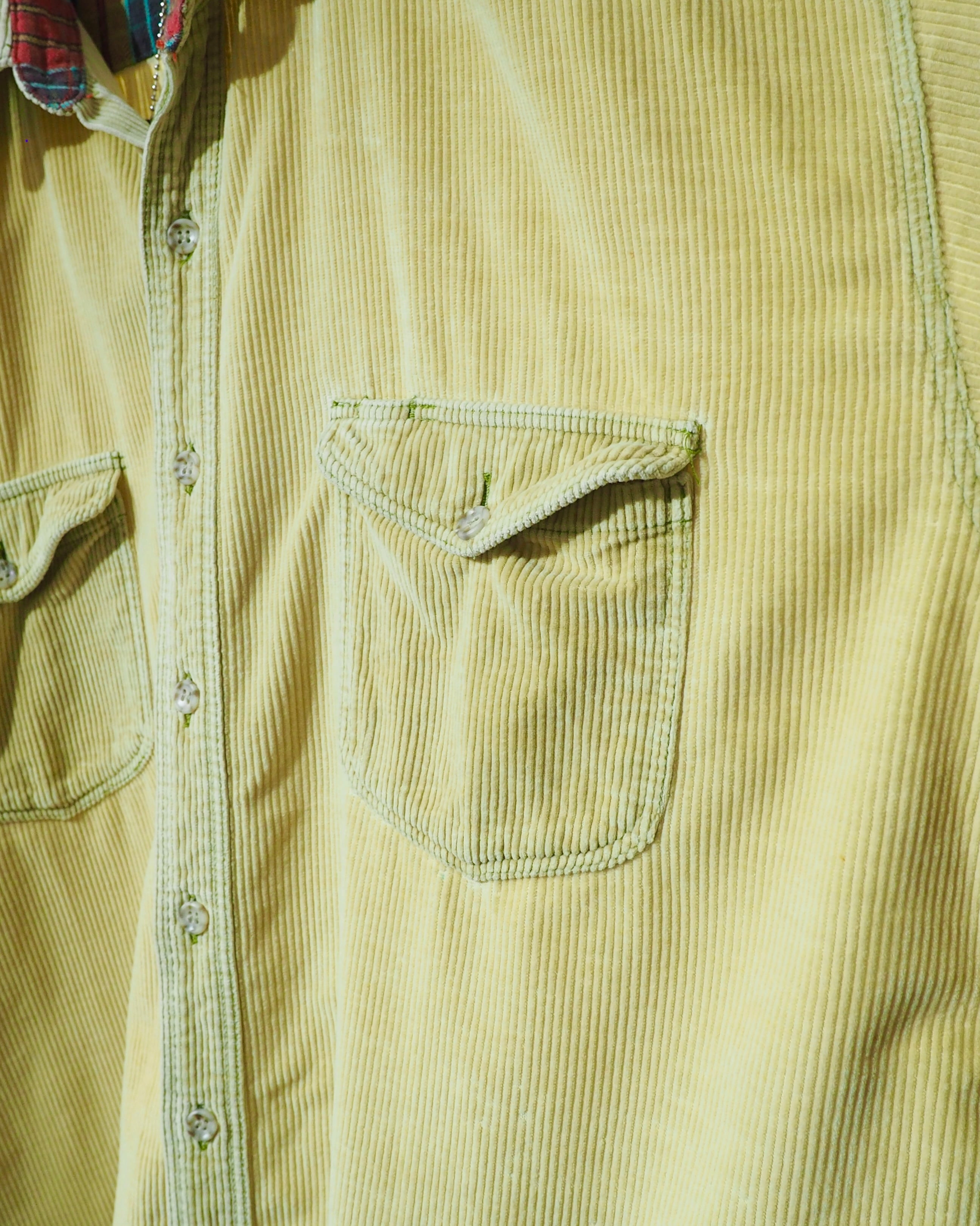 1990s " Trans position " Pale Lemon Color vintage loose Corduroy shirt