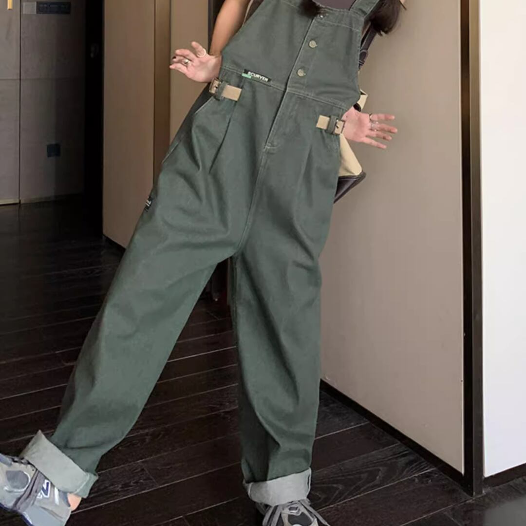 ワイドレッグボタン留めオーバーオール K17288