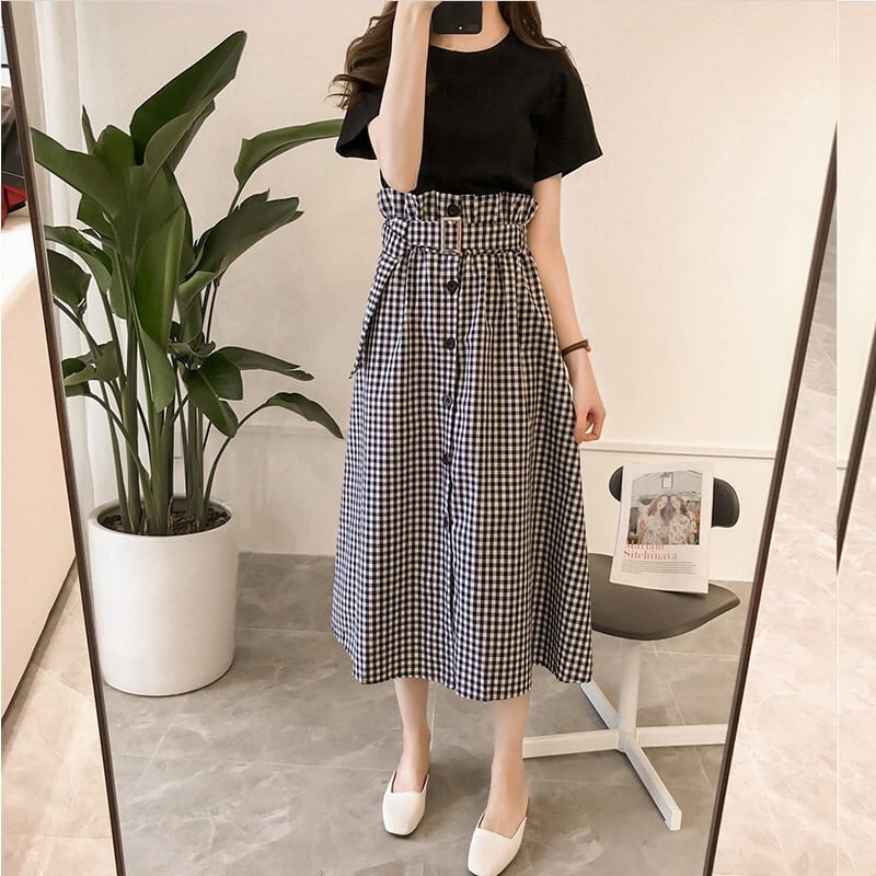 トップス スカート セットアップ Tシャツ フレアスカート ひざ丈 袖