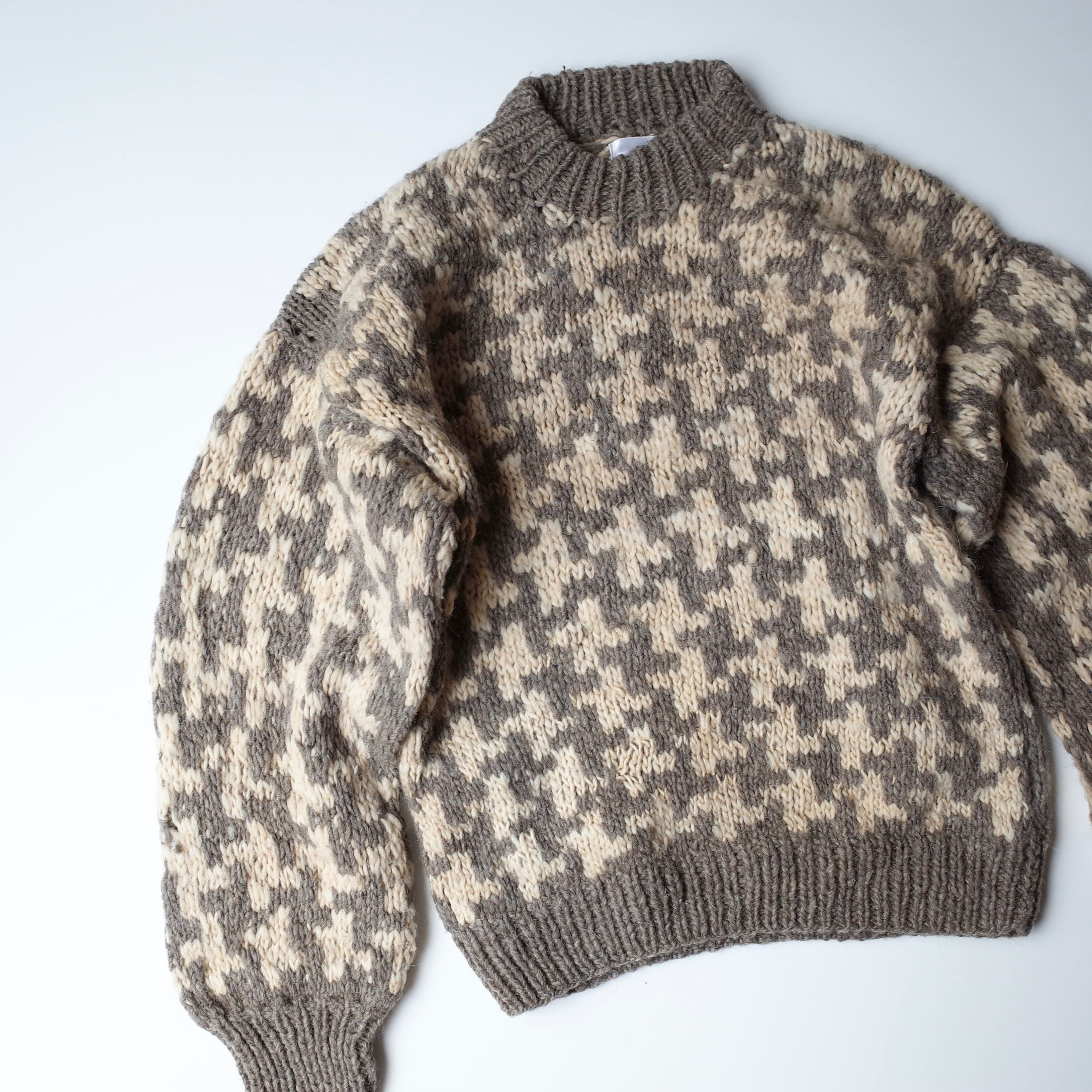 Ecuador hand knit sweater "white×gray"