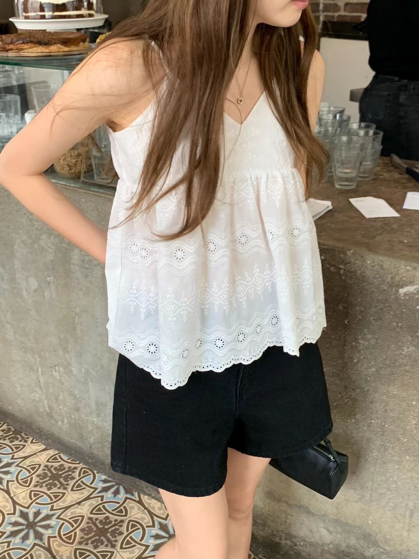 (予約) ounce / Cotton eyelet blouse