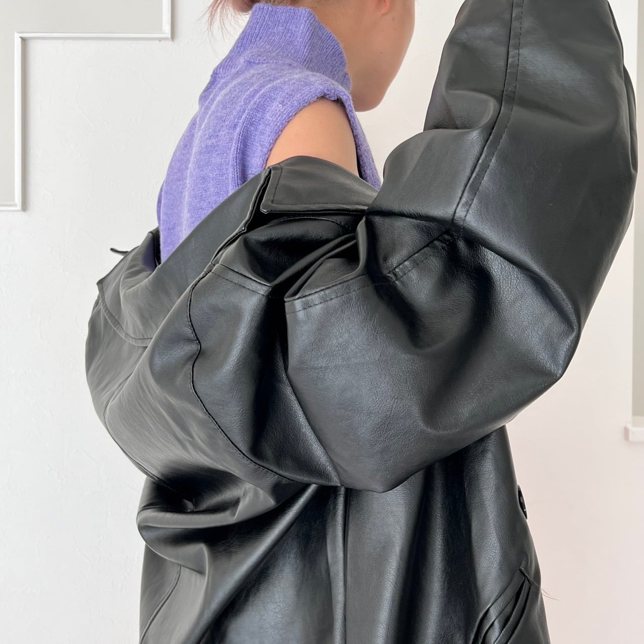 フェイクレザーオーバーサイズダブルジャケット_LN01608 | lanan(ラナン)