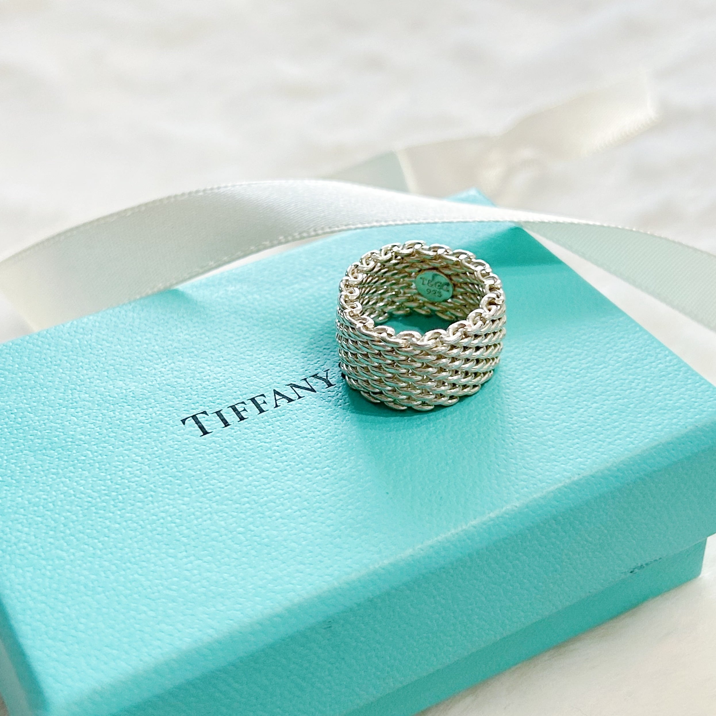 TR7114】Tiffany&Co. サマセットメッシュリング/silver925