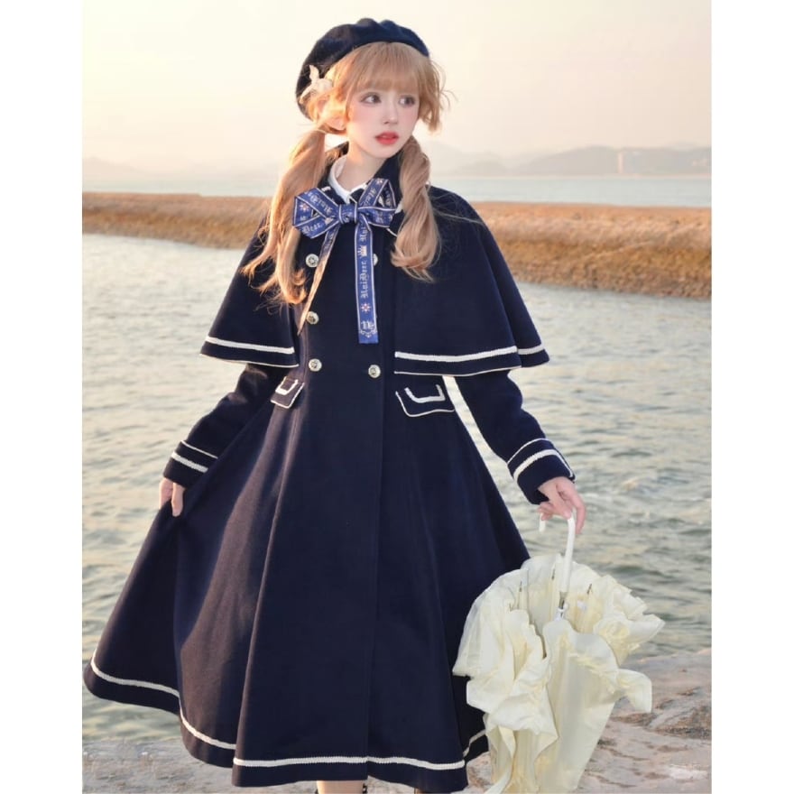 サブカル 服 地雷系 通販 クラロリ アウター コート 羊毛40% お嬢様コーデ 上品 学園風 ロマンティック