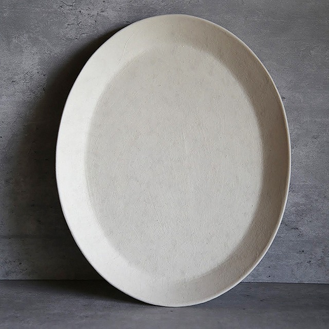 オーバルプレート(白灰化粧）