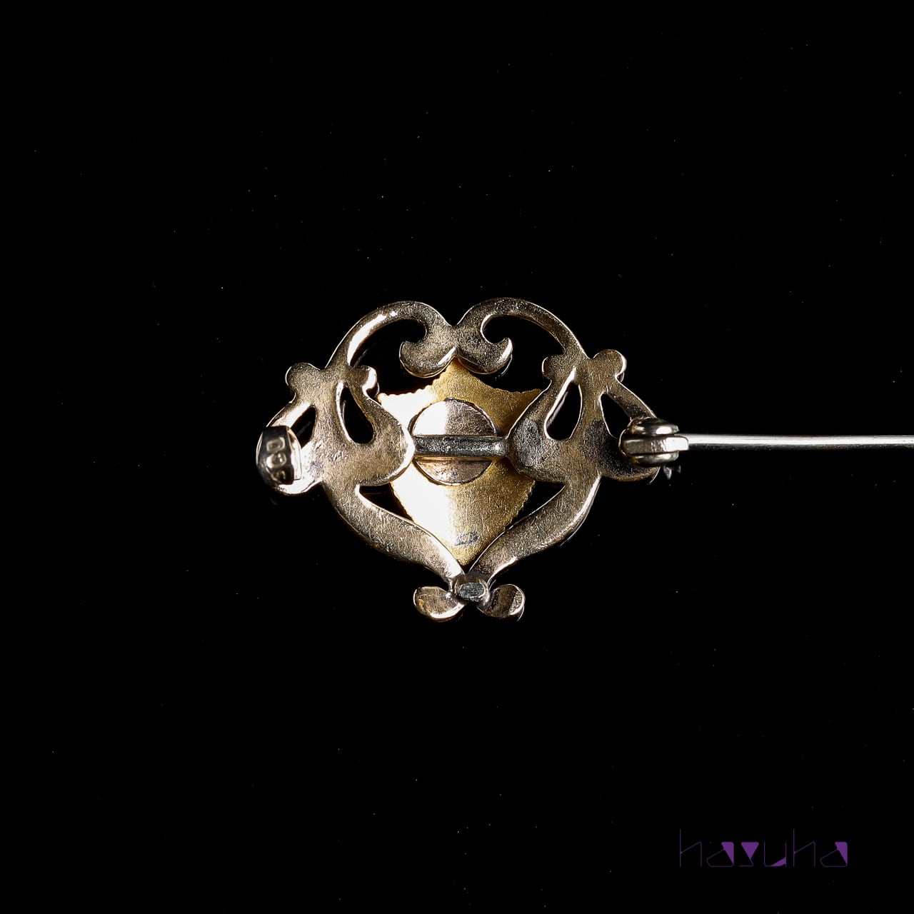 アンティーク ゴールドフィルド イニシャル(H) エンブレムブローチ