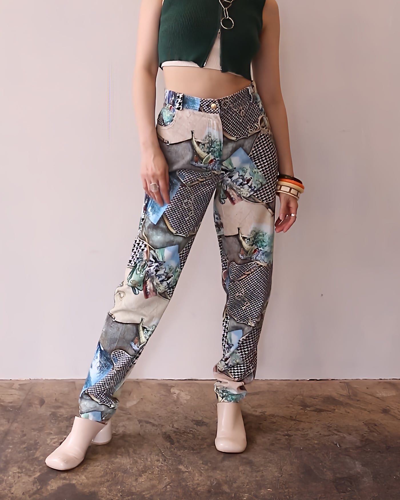 1990s EU all over pattern corduroy pants