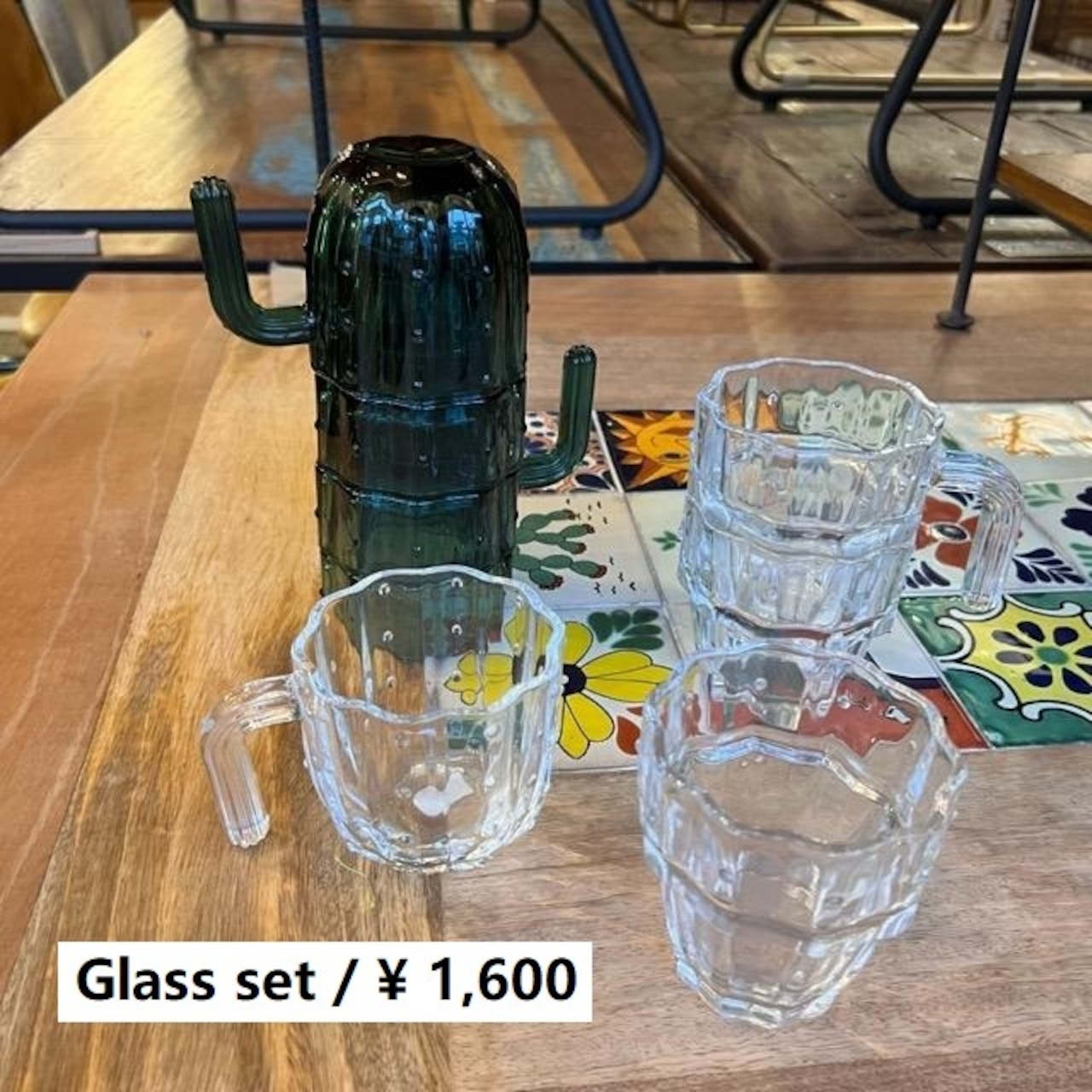 サボテングラスセット　全２色　グリーン　クリア　キッチン　食器　グラス　コップ　グラスセット　ギフト