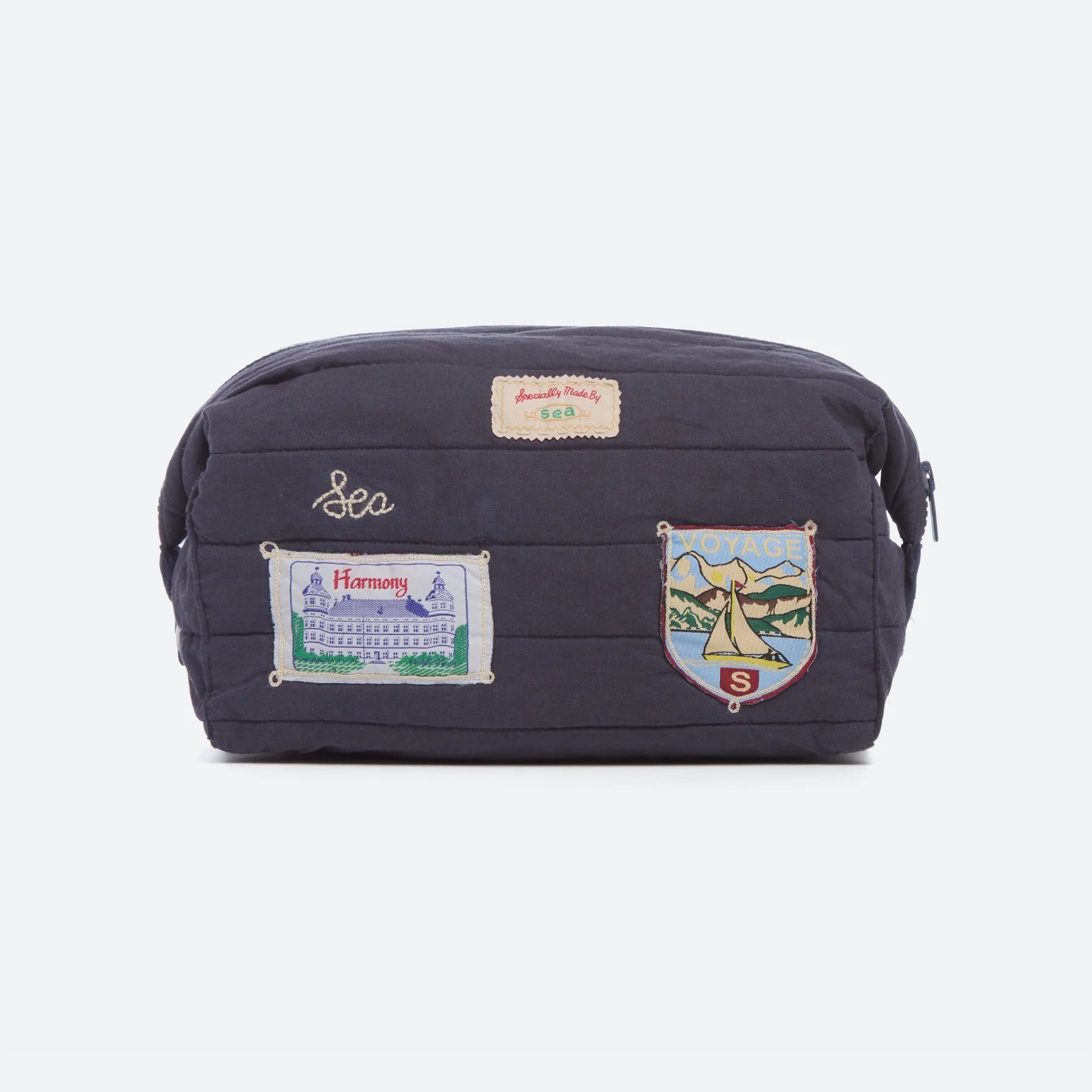 SEA NY DAVIS PATCHWORK COSMETIC BAG NAVY