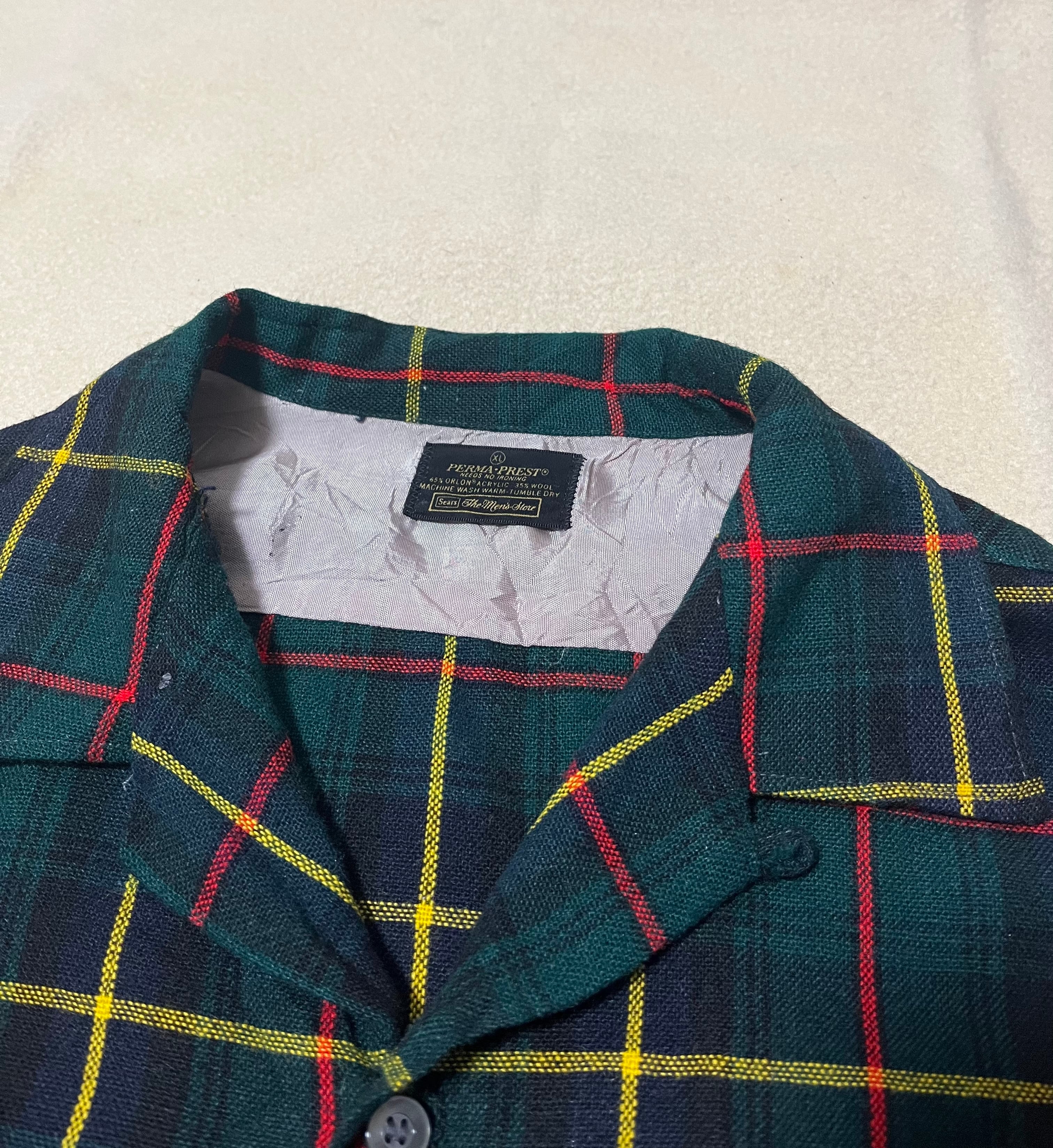 Sears】PERMA-PREST/60s/70s/オンブレチェック/シャツ Sears】PERMA-PREST/60s/70s/オンブレチェック/シャツ