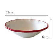 イタリア直輸入 ハンドメイド デザート皿 21cm フィロ レッド アルクッチ DOLCE VITA シリーズ マヨルカ焼き イタリア製