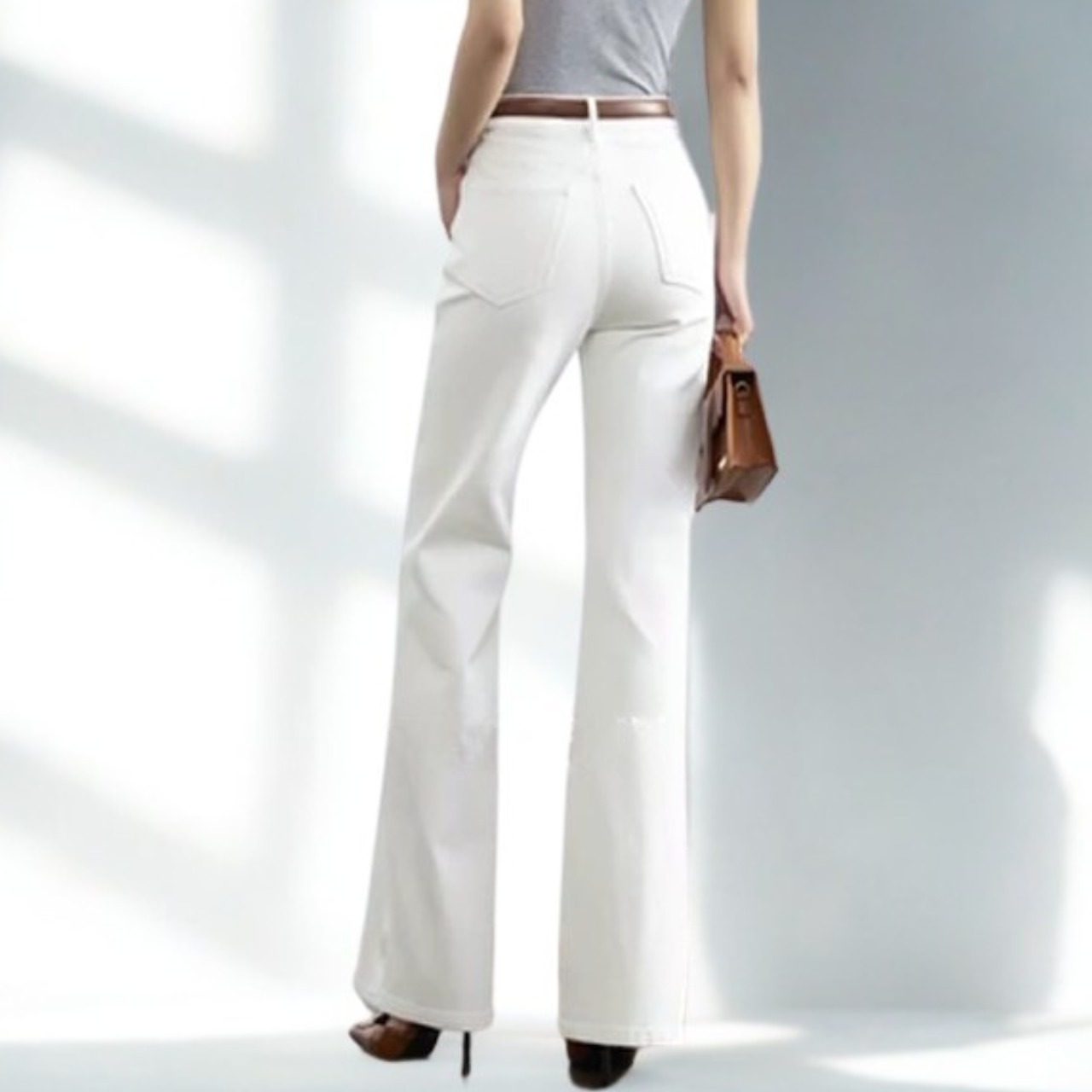 スリット入り ハイウエスト ワイド フルレングス パンツ 　　 00052