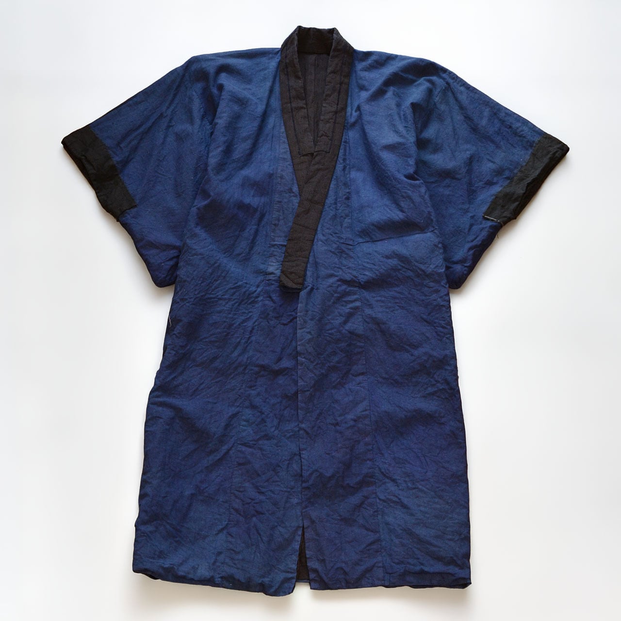 生地たっぷり♪ビンテージモスリンの襦袢　着物　野良着　japan vintage 昭和初期 木綿 縞模様 着物 男性用長着｜ジャパンヴィンテージ