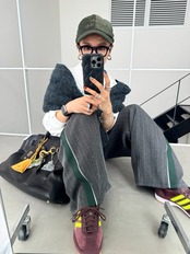 ピンストライプトラックスPT/チャコール