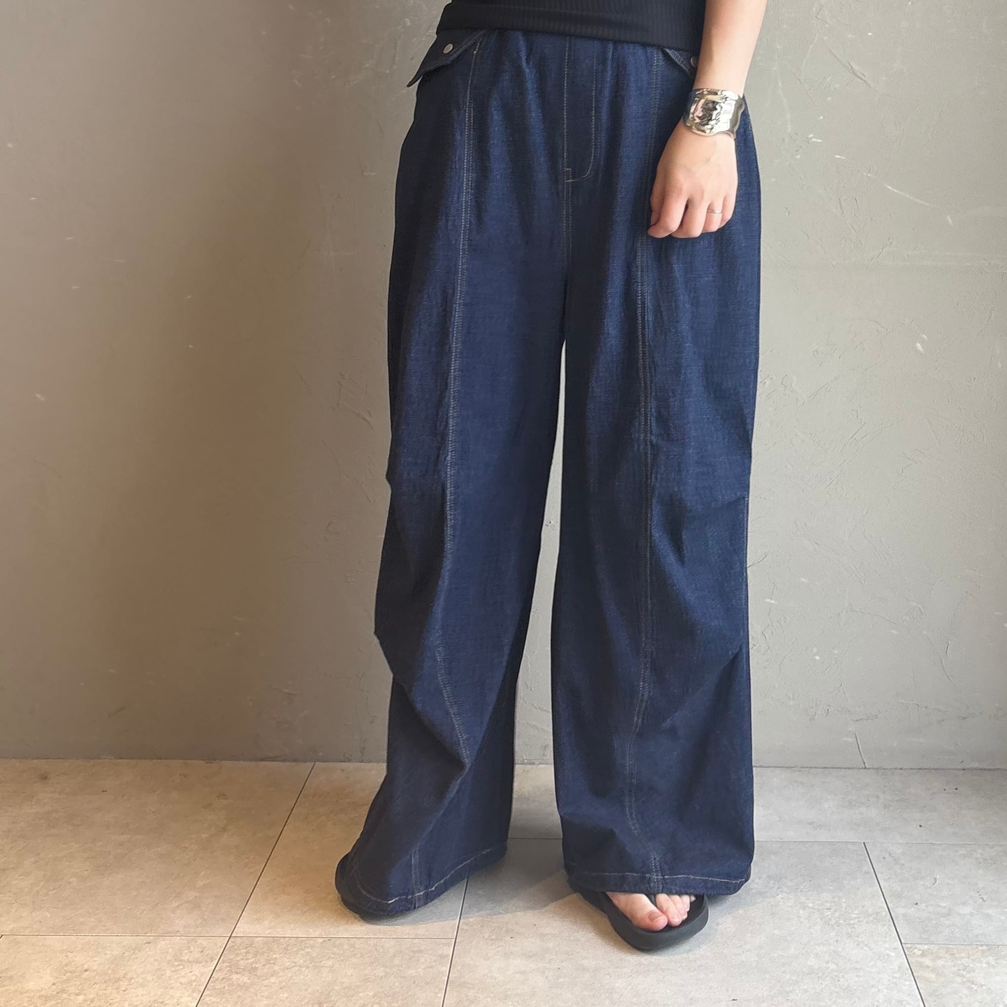 (お取り寄せ)マリオ様専用ページ:【 CYNICAL 】ストレッチデニムイージーパンツ ネイビー