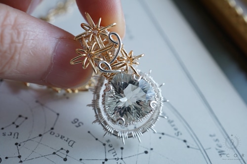 【動画あり】Halo -  草風星 (pt584-g-sg)（グリーンクオーツ ペンダントトップ）