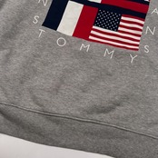 90s TOMMY JEANS トミーヒルフィガー 国旗 プリント スウェット パーカー サイズ S /グレー/ビンテージ