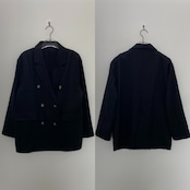 【予約1週間】麻タッチダブルブレストJK/ブラック