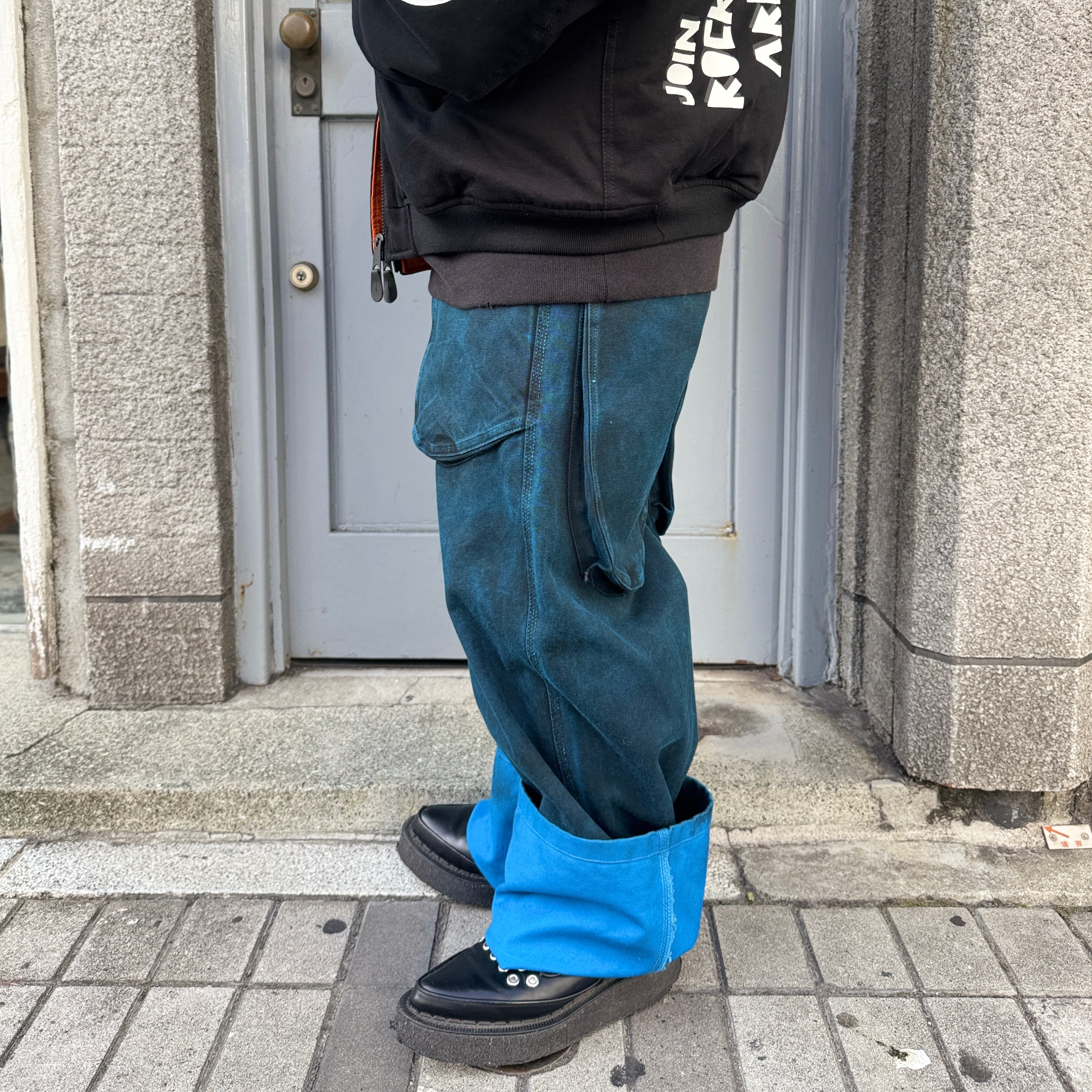 KIDILL / BLACK STAINED DUCK PANTS / BLUE × BLACK | ふぁいん