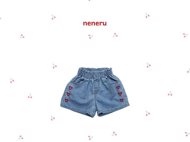 【取寄】neneru｜heart denim shorts｜ハートデニムショートパンツ｜XS-XL｜kids｜26 summer