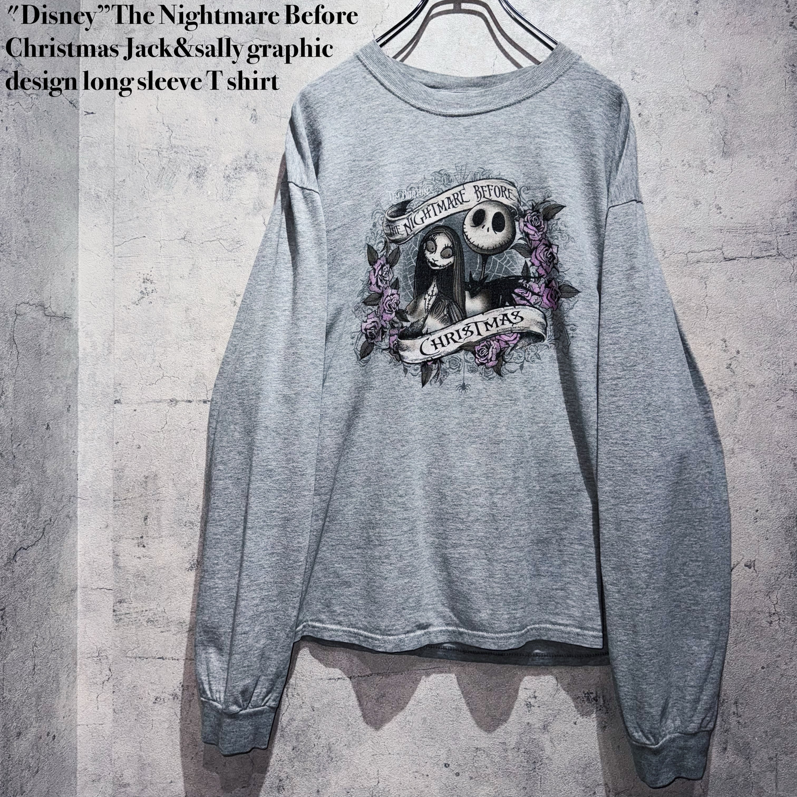 "Disney”The Nightmare Before Christmas Jack&sally graphic design long sleeve T shirt