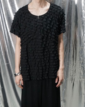 Vintage frill design cut-sew "BLACK"