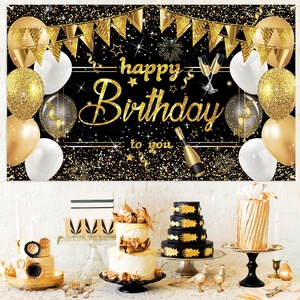 【特価処分】Paready バースデー タペストリー 誕生日 飾り付け 壁掛け 大判 フォトポスター 写真背景 壁飾り Happy Birthday パーティー 飾り おうちスタジオ シンプル おしゃれ 装飾 大人 女の子 男の子 ゴールド