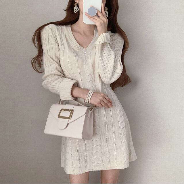 Vネックゆるニットワンピース Sugardrug シュガードラッグ 量産型系セレクトショップ通販