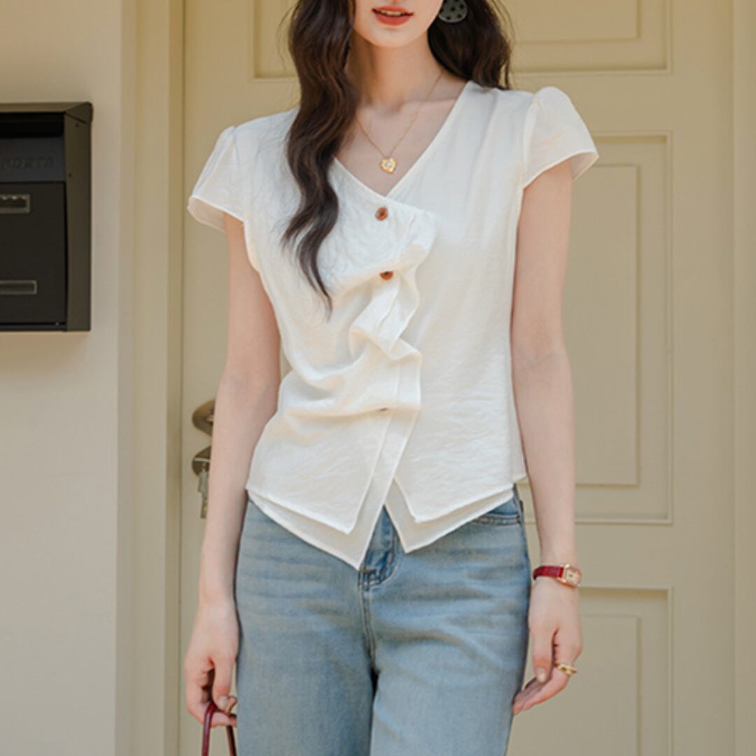 Vネック×ノースリーブ ブラウス 00393