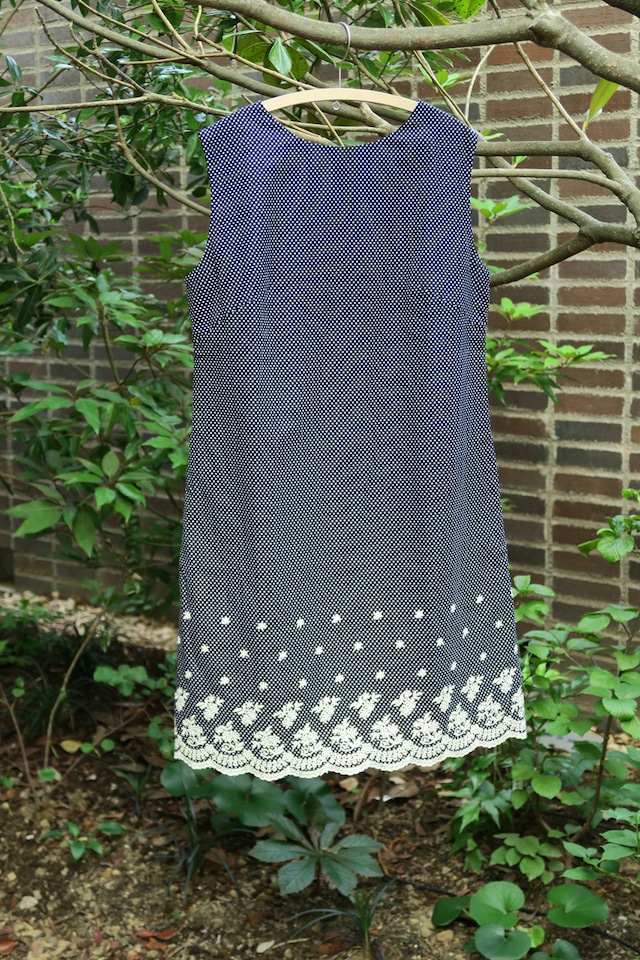 SoCoLa/ドットx裾刺繍ワンピース（S/L）